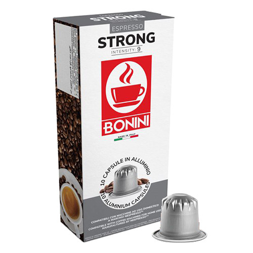 10 aluminum capsules Strong Tiziano Bonini | Nespresso® compatible